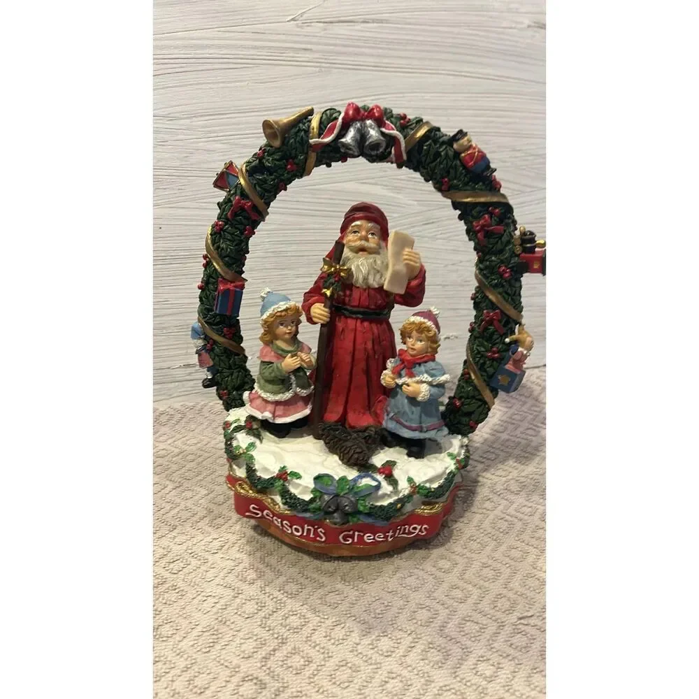 Vintage Santa Under Holy Arch wi5th Christmas Carolers Plays music and light up